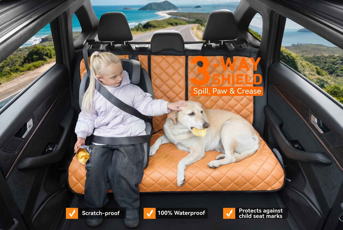 Dog Car Seat Cover for Back Seat (Tan / Standard Back Seat Cover)