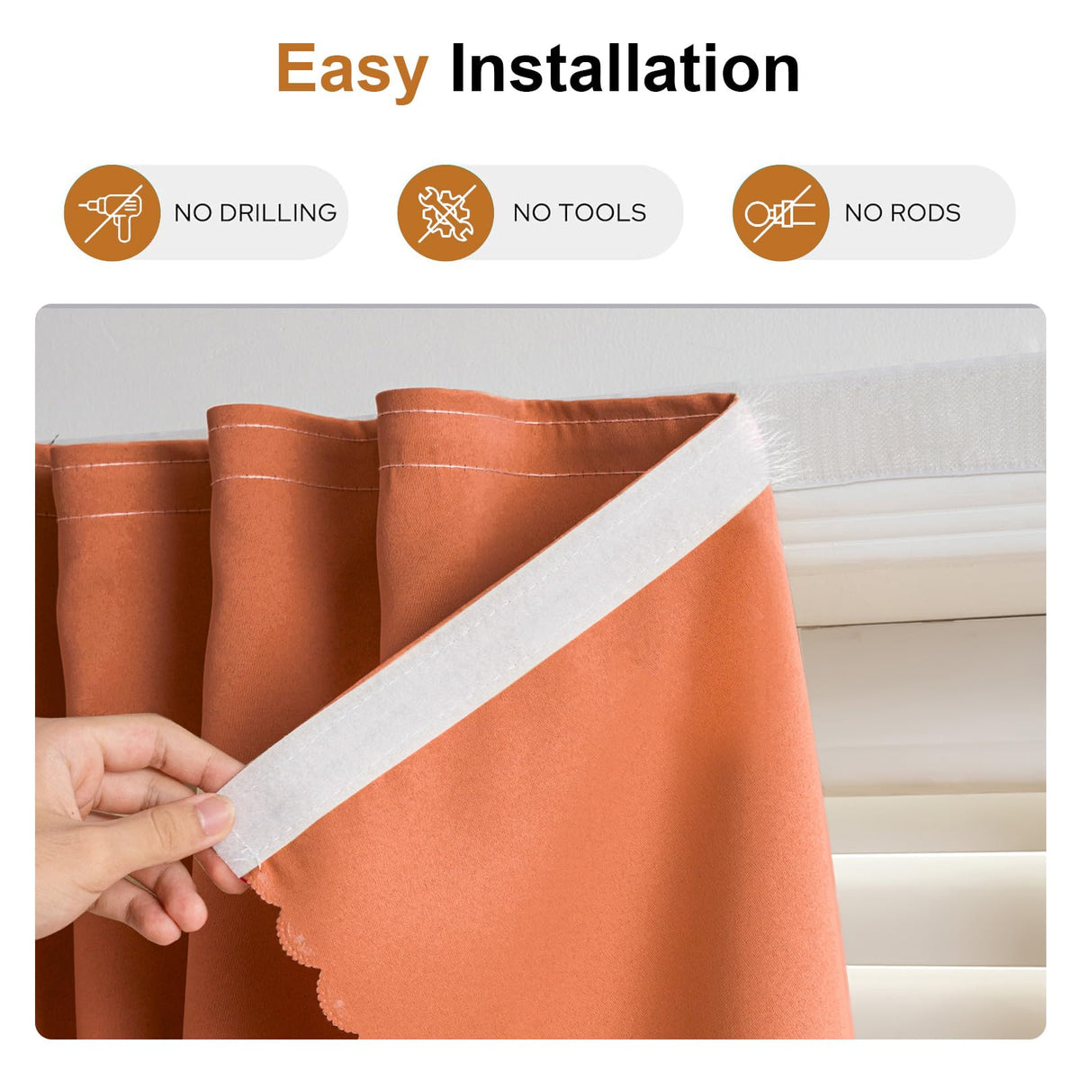 Self Adhesive Curtains (71"W x 72"L (Pack of 1) / Orange)