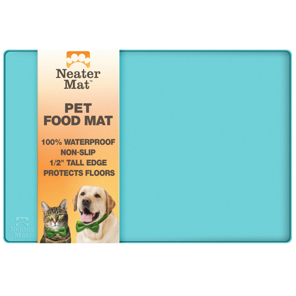 Neater Mat Pet Mats for Food and Water (16"L x 10"W / Aquamarine)