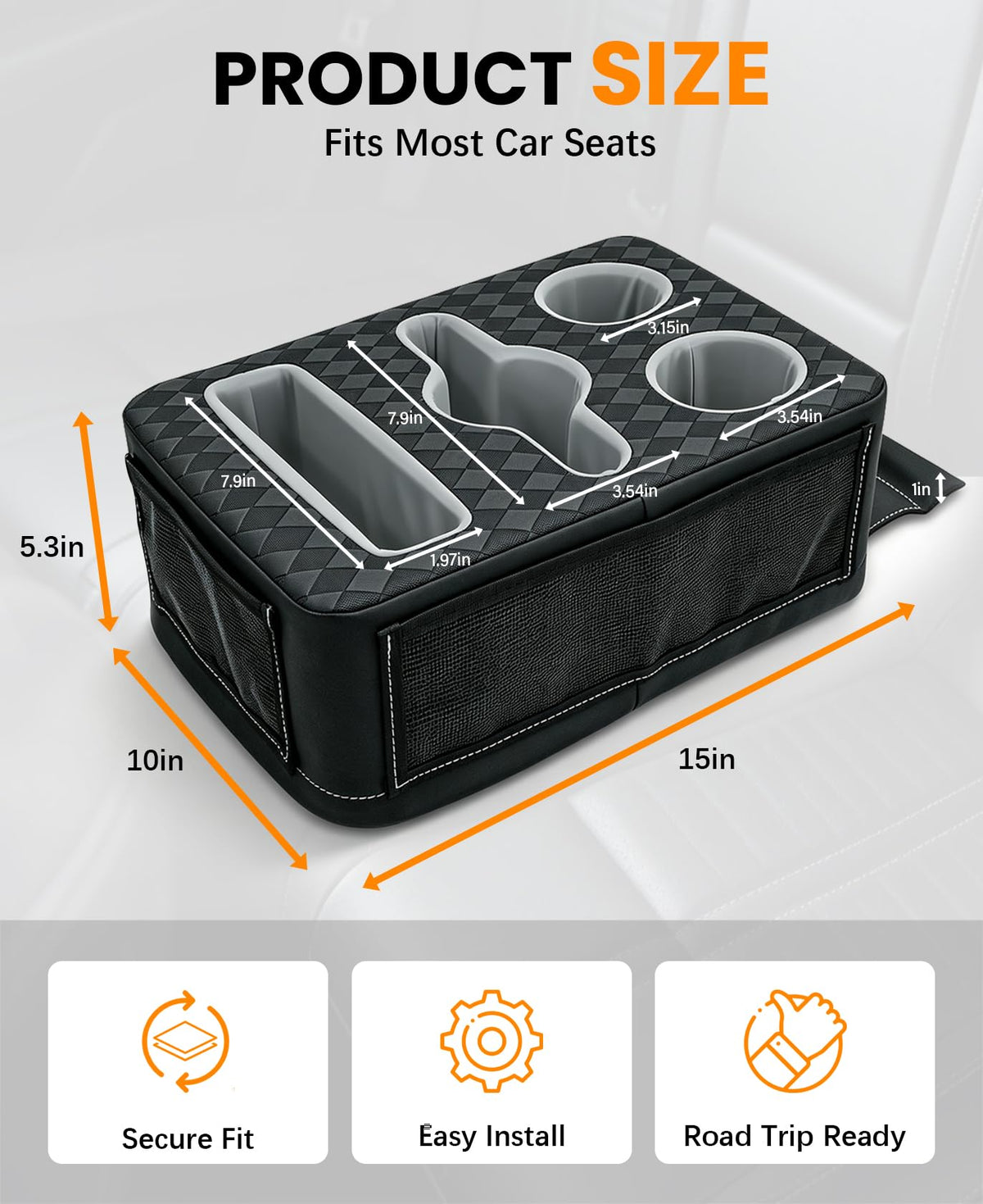 Car Cup Holder Back Seat Cup Holder for Car Truck Bed Organizer (15 X 10X 5.3Inch)