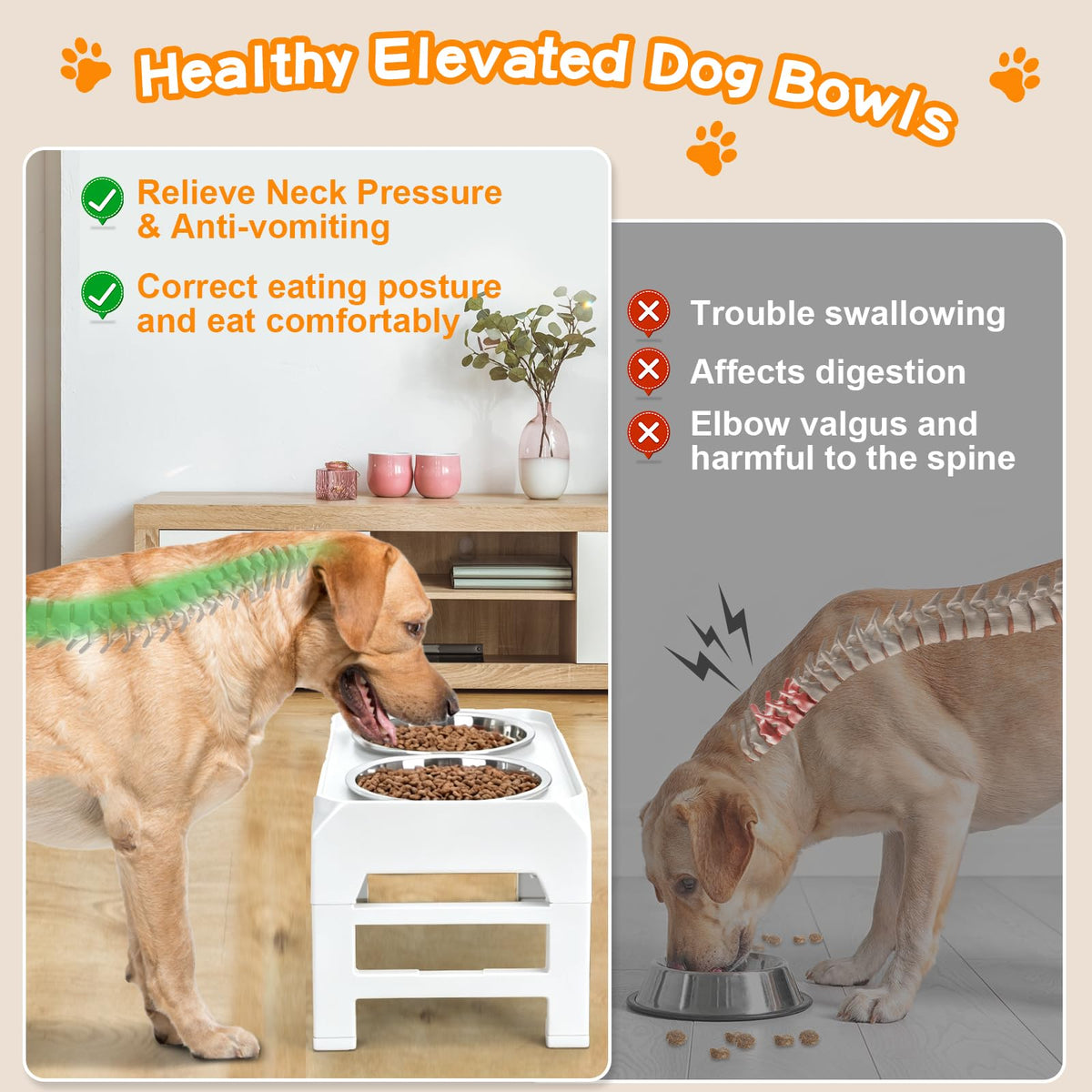 Elevated Dog Bowls (White / 8" for Medium Dogs)