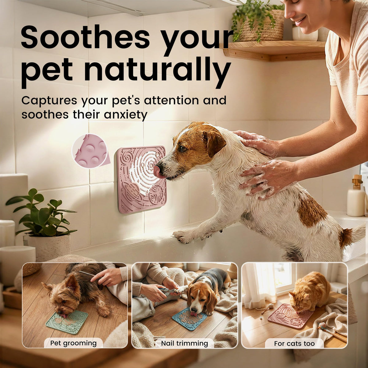Lick Mat for Dogs&Cats (Mars&Coral / 5.9"L x 5.9"W)