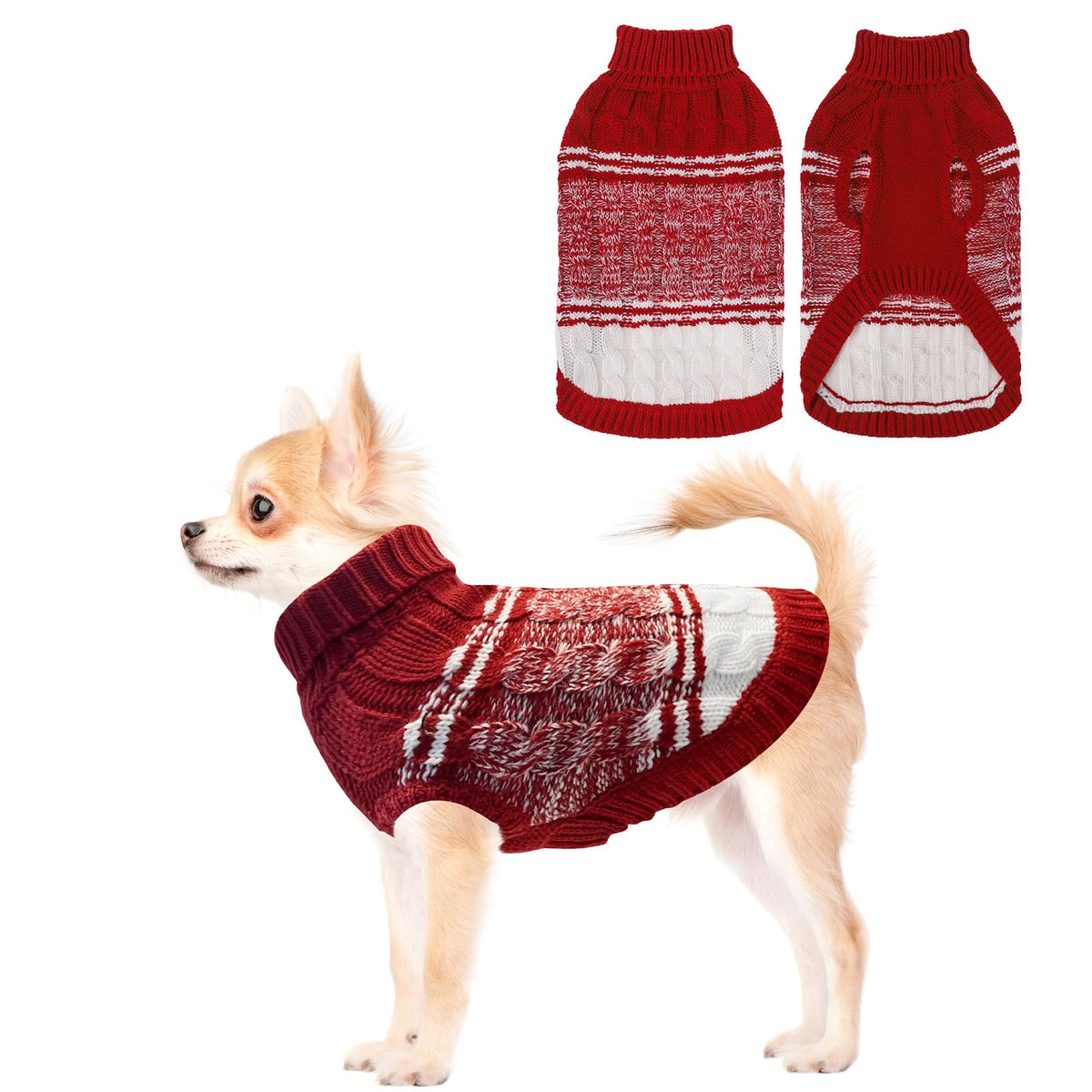 Soft Warm Dog Sweater for Small Dogs & Cats (X-Small / #1 Red)
