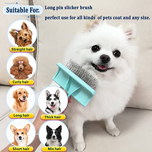 Dog Slicker Bursh for Cavapoo Toy Poodles Fluff Shedding Loose Fur (green)