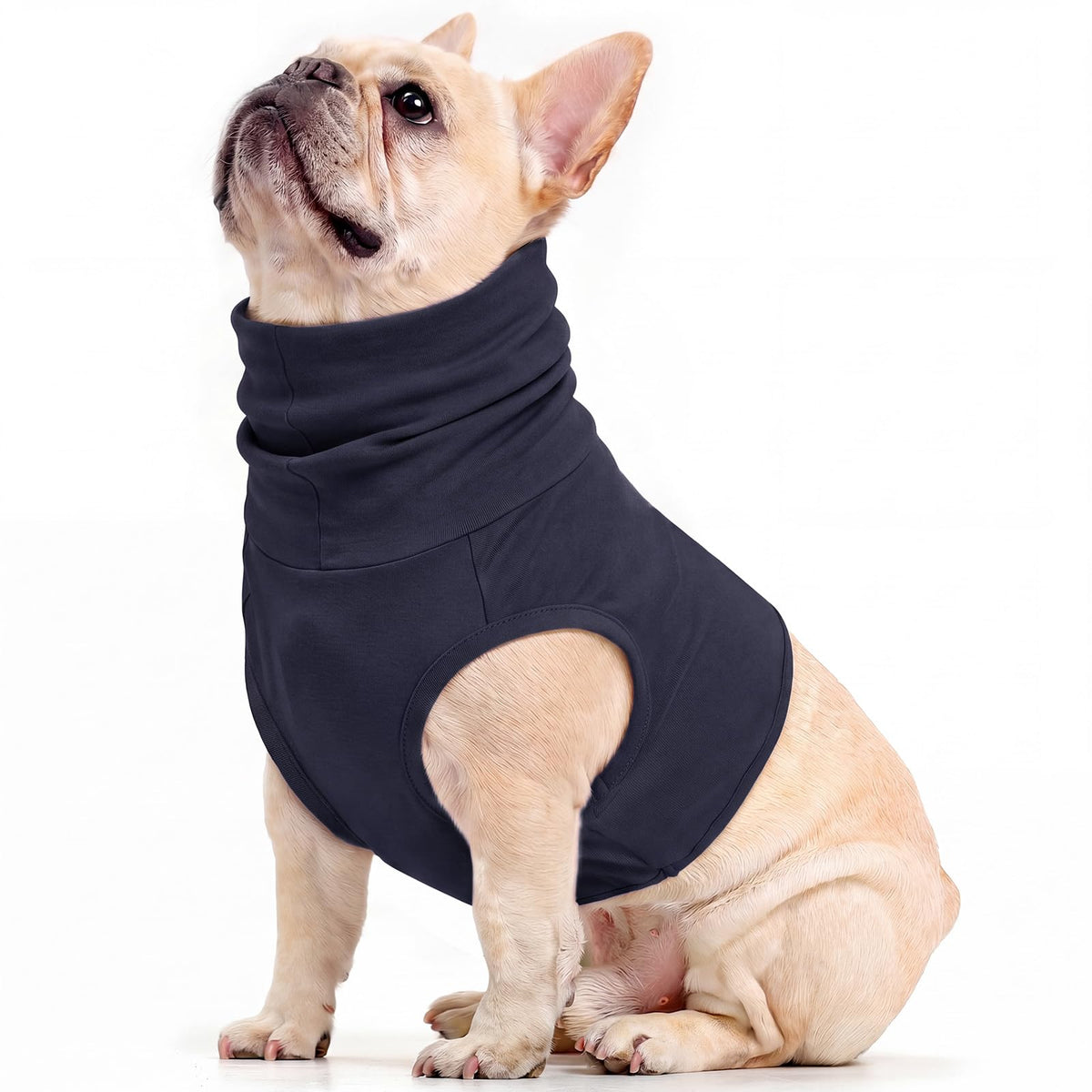 Dog Snood Medical Shirt Turtleneck Dog Neck Wound Protector (DeepBlue / M(Chest: 20.5"))