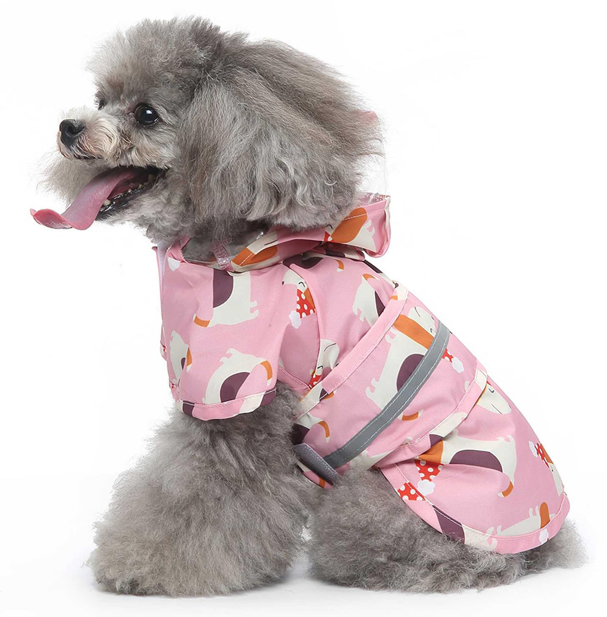 Dog Raincoat Hooded Reflective Waterproof Slicker Poncho (Dog / L(8-9 pound))