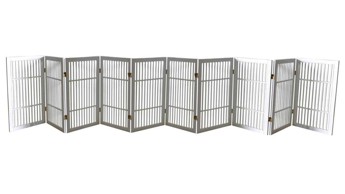 Pet Dog Gate Freestanding (10 Panel 30" Tall / White Pet Gate)
