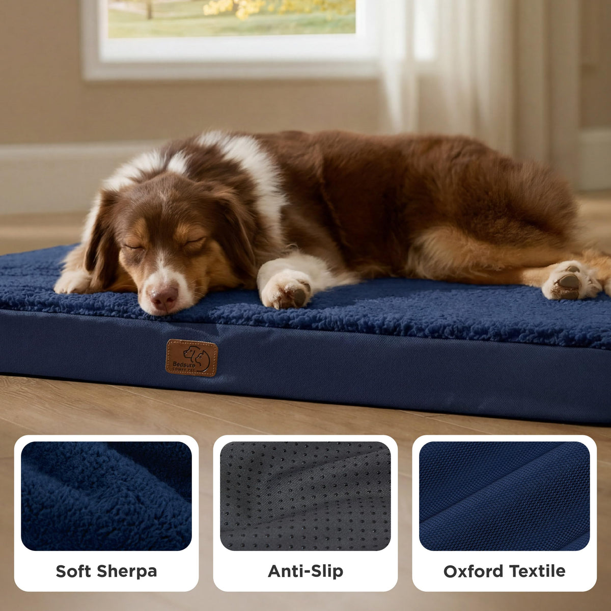 Self Warming Dog Beds Large Sized Dog with Washable Cover (36"L x 27"W x 3"Th / Ashen Brown-Self Warming Version)