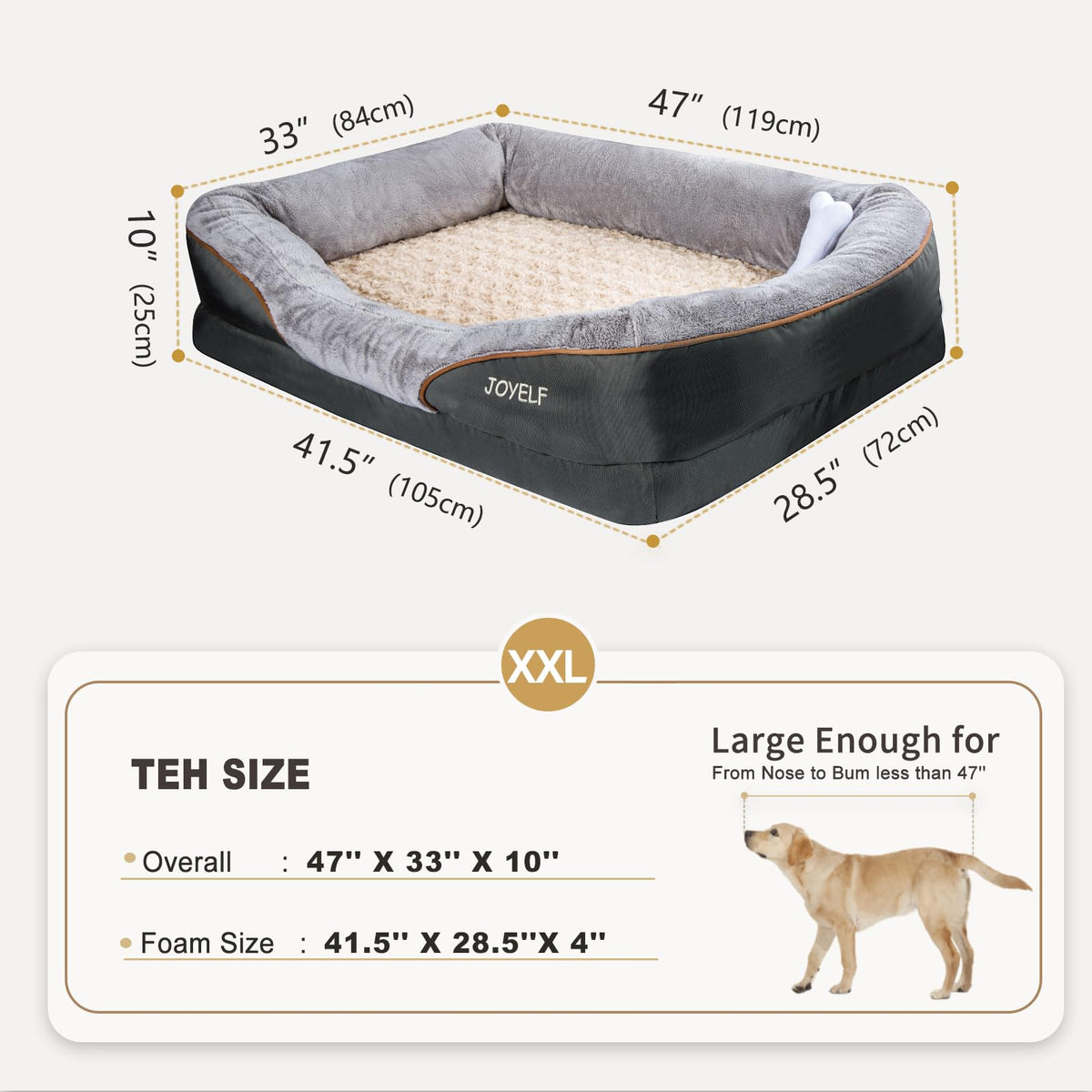 XXLarge Memory Foam Dog Bed (XXLarge-47'' x 33'')