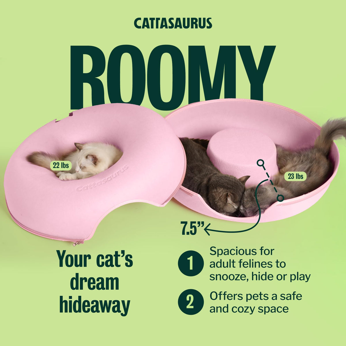 Peekaboo Cat Cave Donut for Multiple & Large Cats up to 30 (Pink / Large)