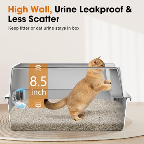2PACK Stainless Steel Litter Box (Silver Grey / M)