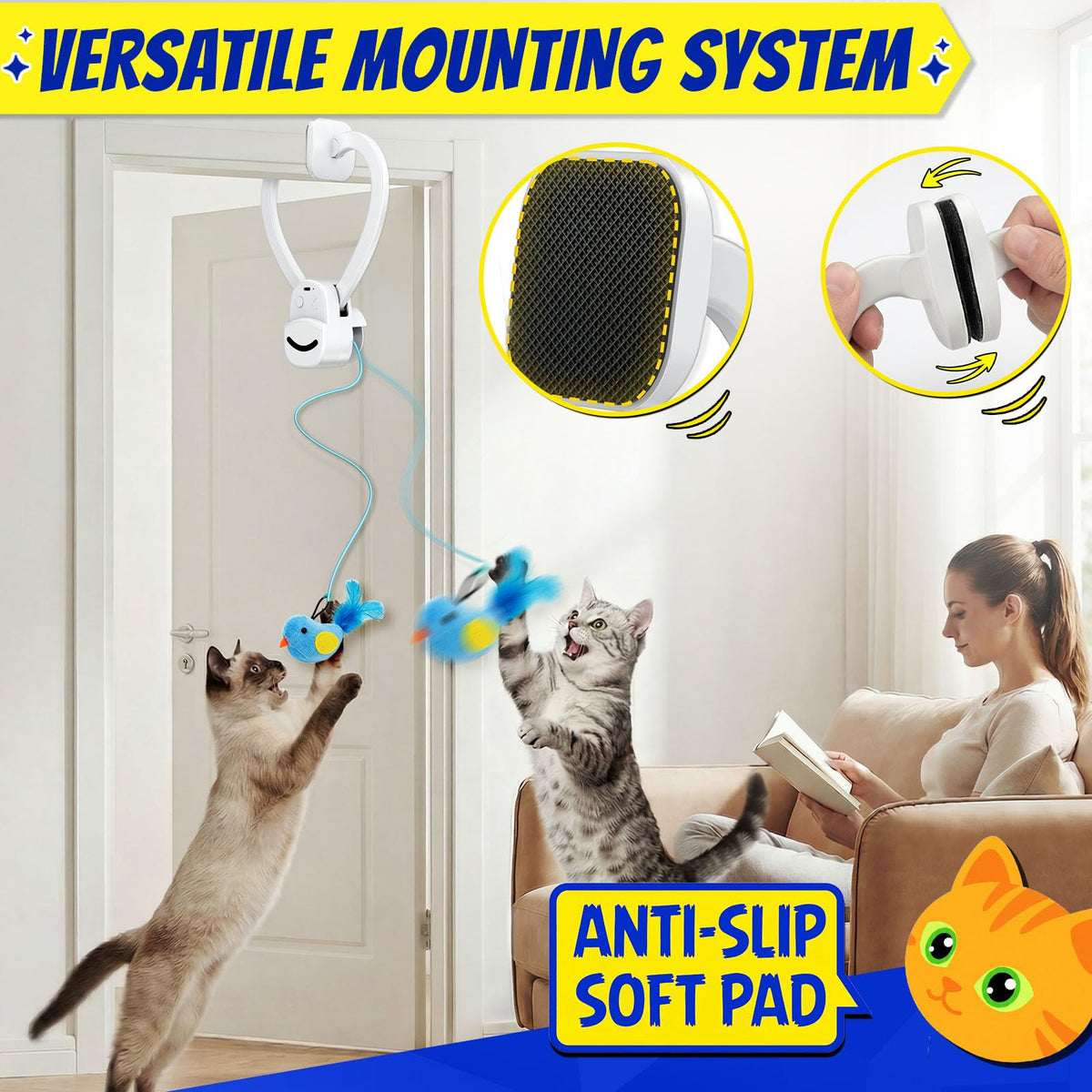 Interactive Doorway Cat Toy (White)