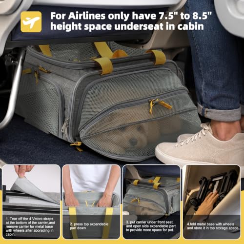 17x13x8 TSA Airline Approved Expandable pet Carrier with Wheels