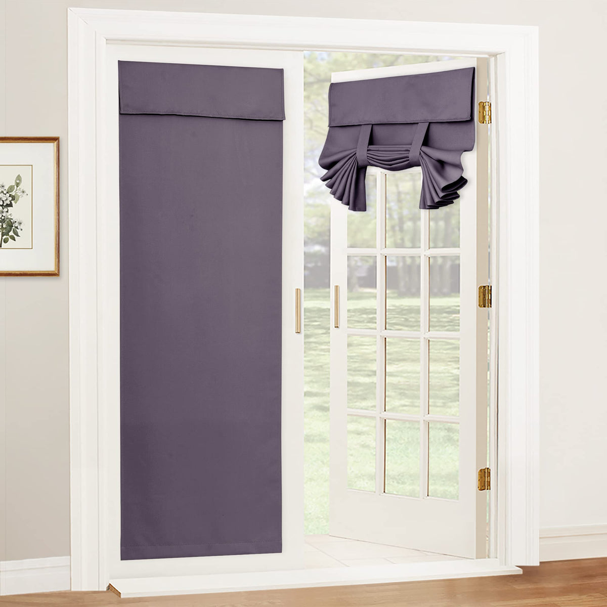 Blackout French Door Curtain (Grayish Purple / 26"W x 69"L (Pack of 1))