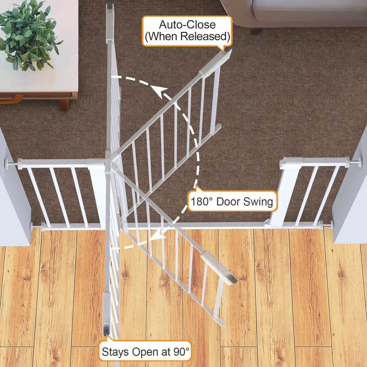36" Extra Tall Baby Gate (White / 30"-46" W x 36" H)