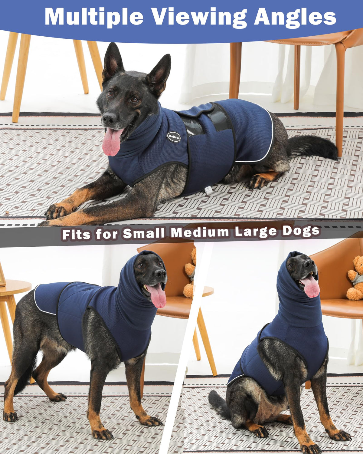 Dog Anxiety Vest with Hood (Large / Dark Blue)