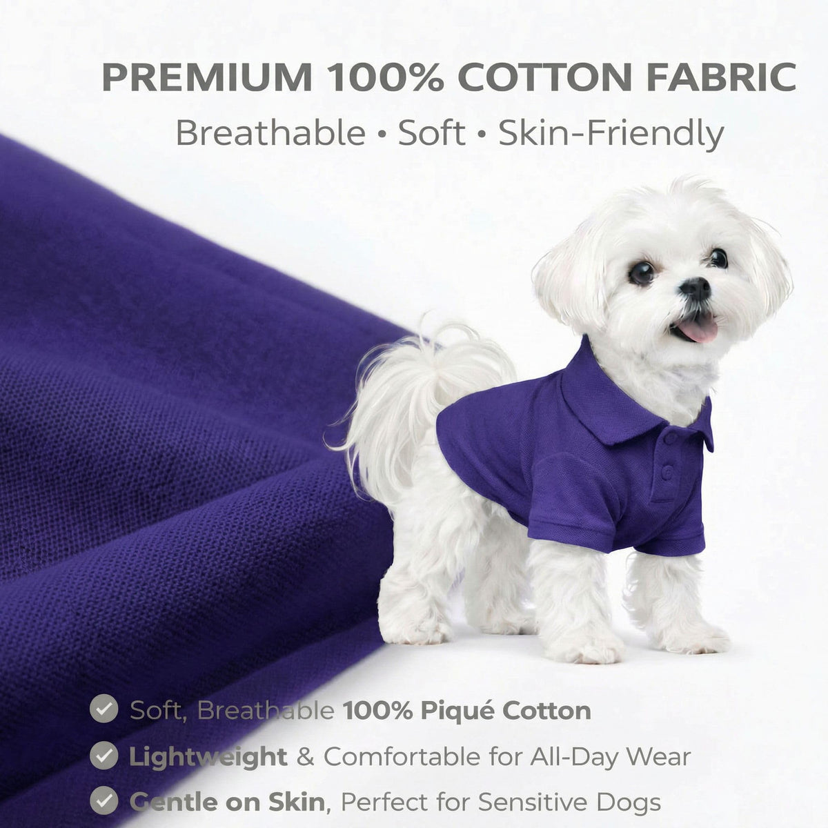 Basic Dog Polo Shirts Premium Cotton (M (-12lbs) / Purple)