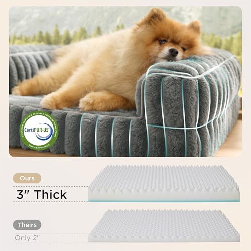 ComfyFleece® Memory Foam Orthopedic Small Dog Bed with Sides 24" (Grey / 24.0"l X 18.0"w X 6"th)