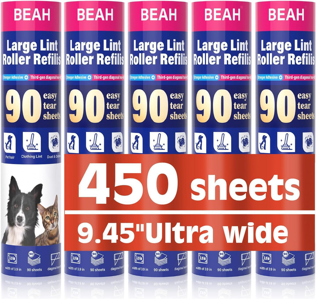 Large Lint Roller for Pet Hair Extra Sticky