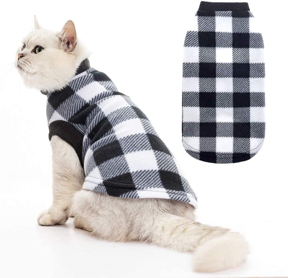 Cat Sweater Warm Fleece Pet Clothes for Cats Only (Black / Small)