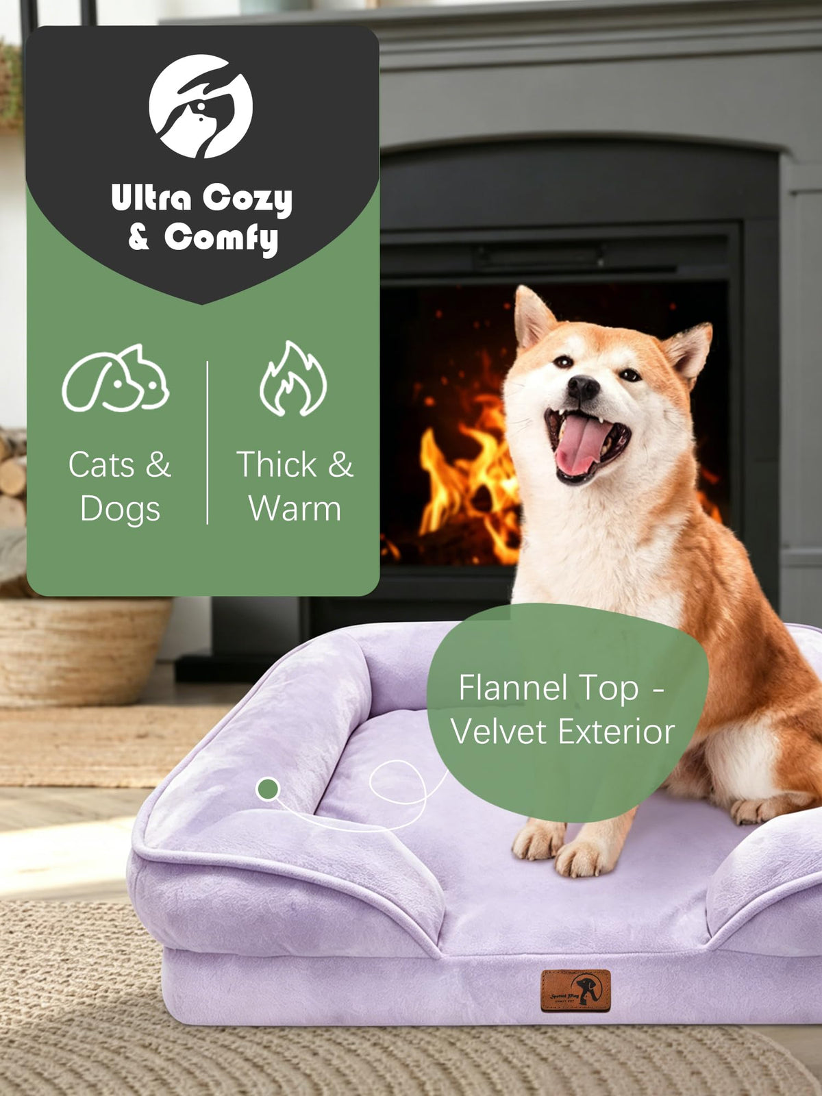 Orthopedic Dog Bed with Sides (28.0"L x 23.0"W x 6.5"Th / Purple)