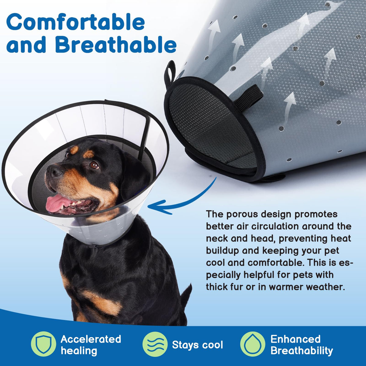 Transparent Dog Cone to Stop Licking Wounds (Dark Grey / XL (Neck: 16.5-18.75"))