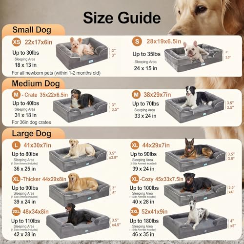 Orthopedic Extra Large Dog Bed Couch (44" x 29" x 7" / 05-Blue)