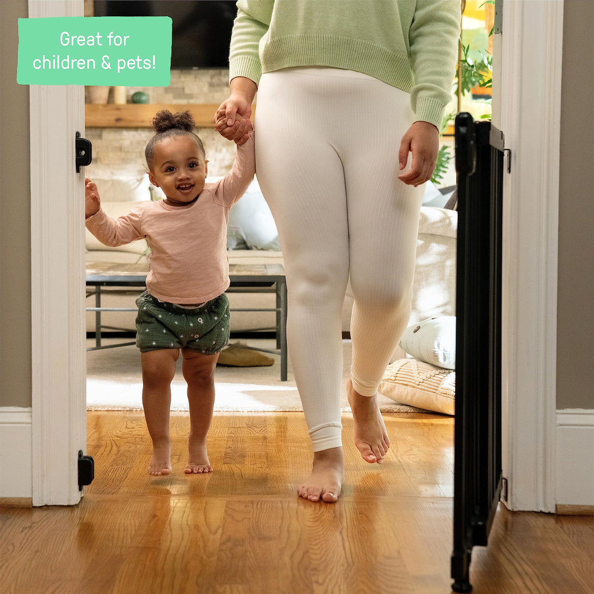 Summer Infant Deluxe Stairway Simple to Secure Safety Pet and Baby Gate (Black Wood)