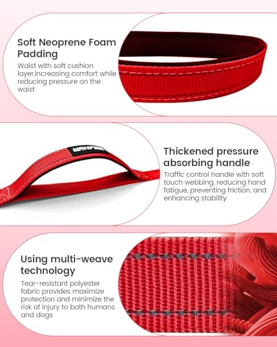 Hands Free Dog Leash (Red / Large-5.9-9.5ft)