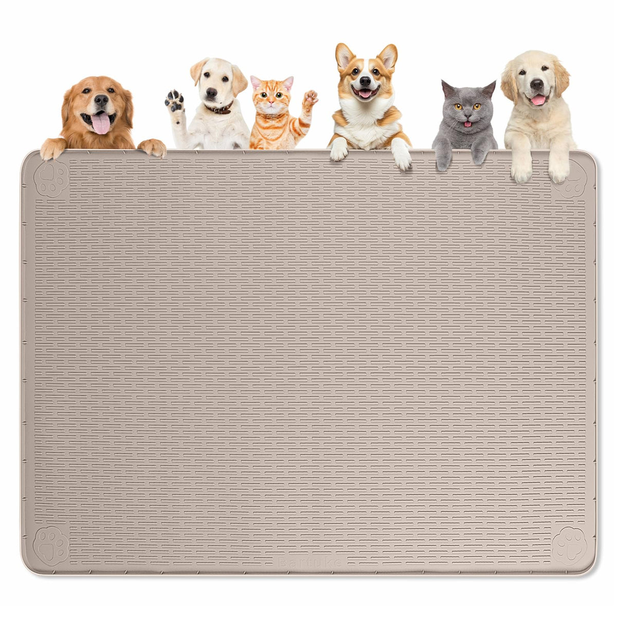 Dog Food Mat 50''x35'' Extra Large Dog Mat for Food and Water (50"L x 35"W / Khaki)