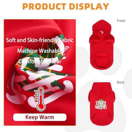 Christmas Dog Hoodie for Medium Large Dogs (Christmas Red / Large)