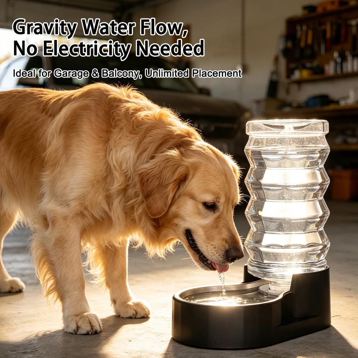9L Filtered Dog Water Dispenser (Pure Black / 9L)