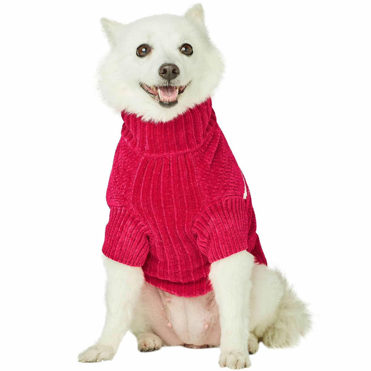 Cozy Soft Chenille Classy Striped Dog Sweater in Hot Pink (18 inch / Hot Pink)