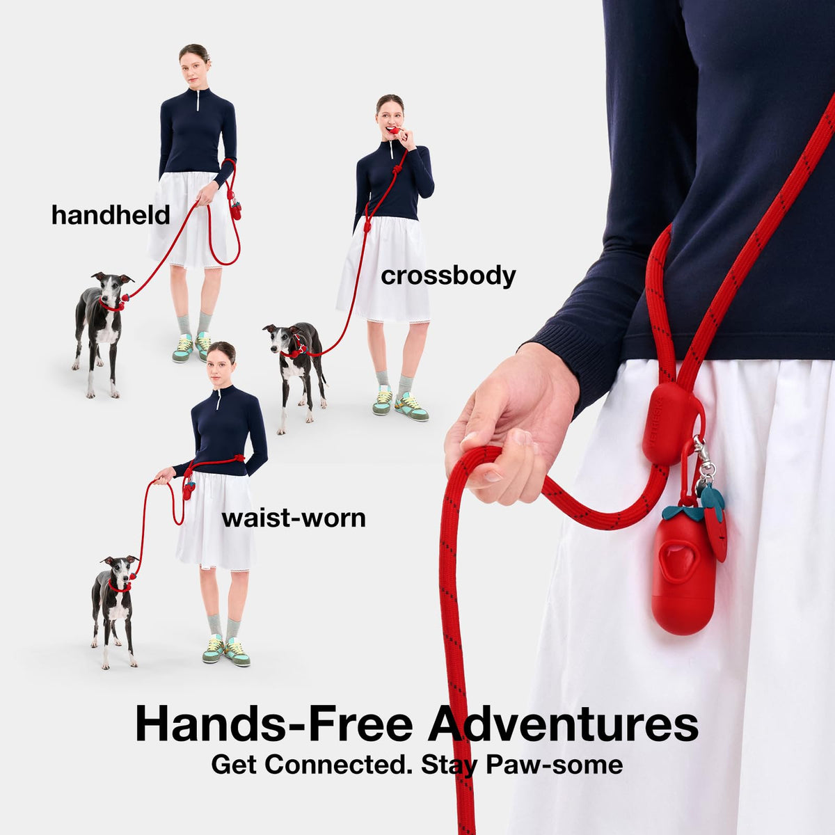 Hands Free Dog Leash (Strawberry Red)