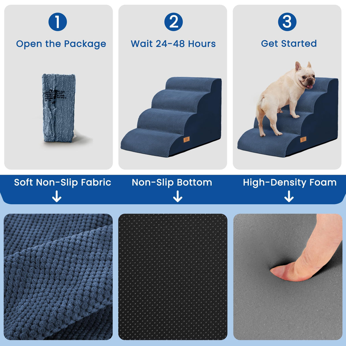 Dog Steps for Bed 17.7" H (Blue)