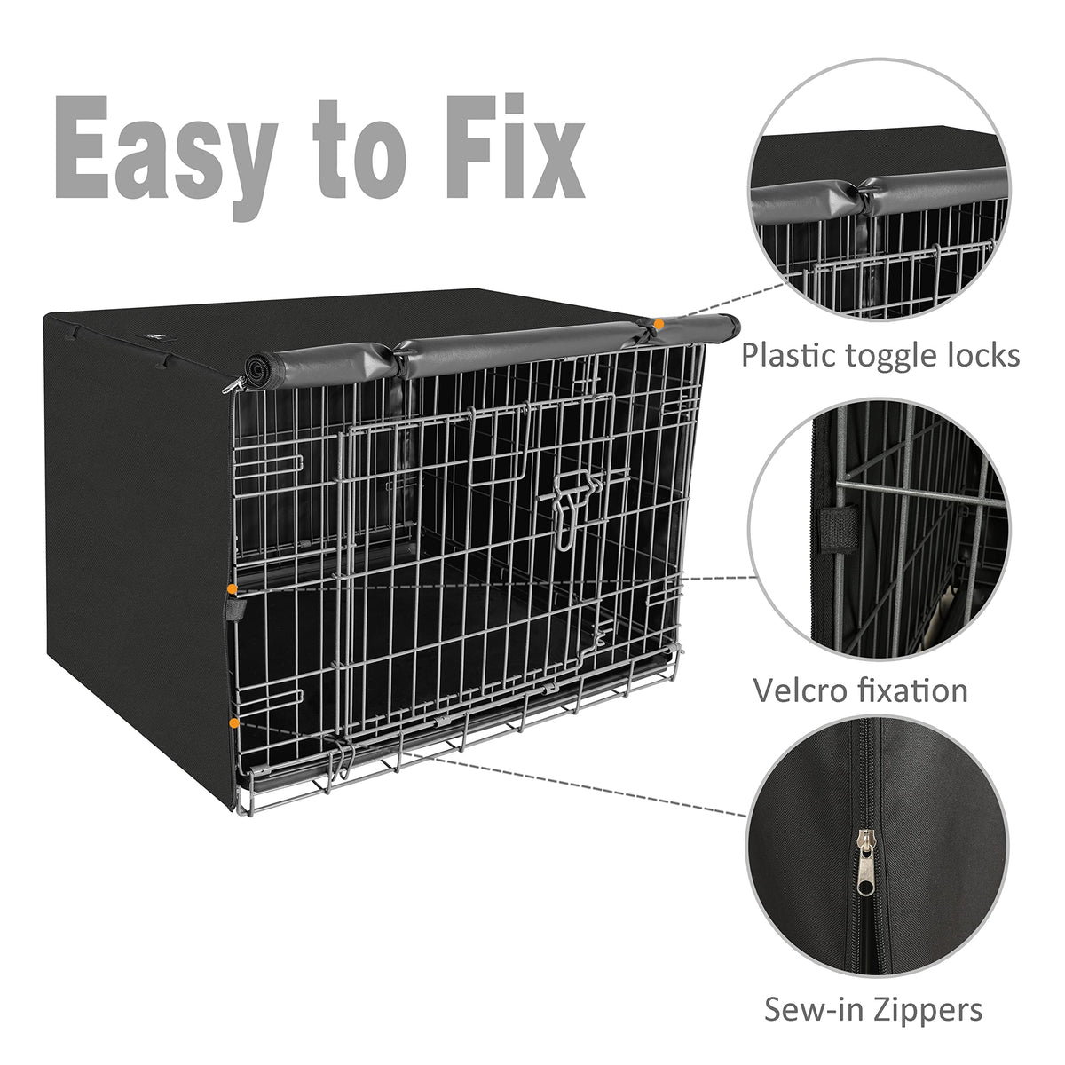 Dog Crate Cover Waterproof Kennel Cover (36.0"L x 23.0"W x 25.0"H / Black)