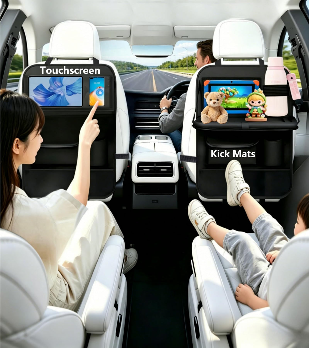 Car Seat Organizer Backseat Kick Mats Oxford Back Seat Protector