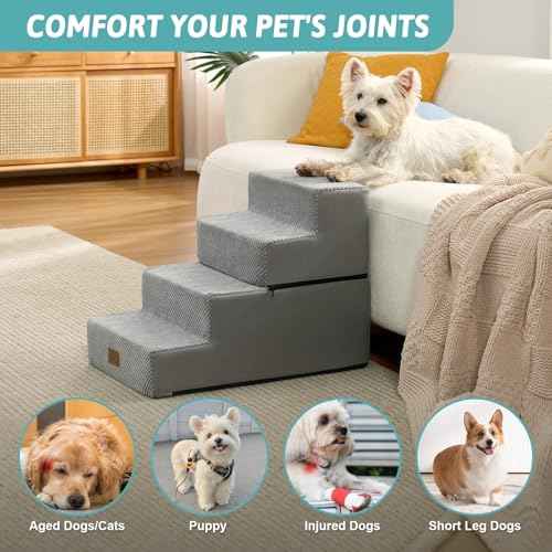Dog Stairs for Small Dogs (Grey / 15.7x23.6x17.7 inch)