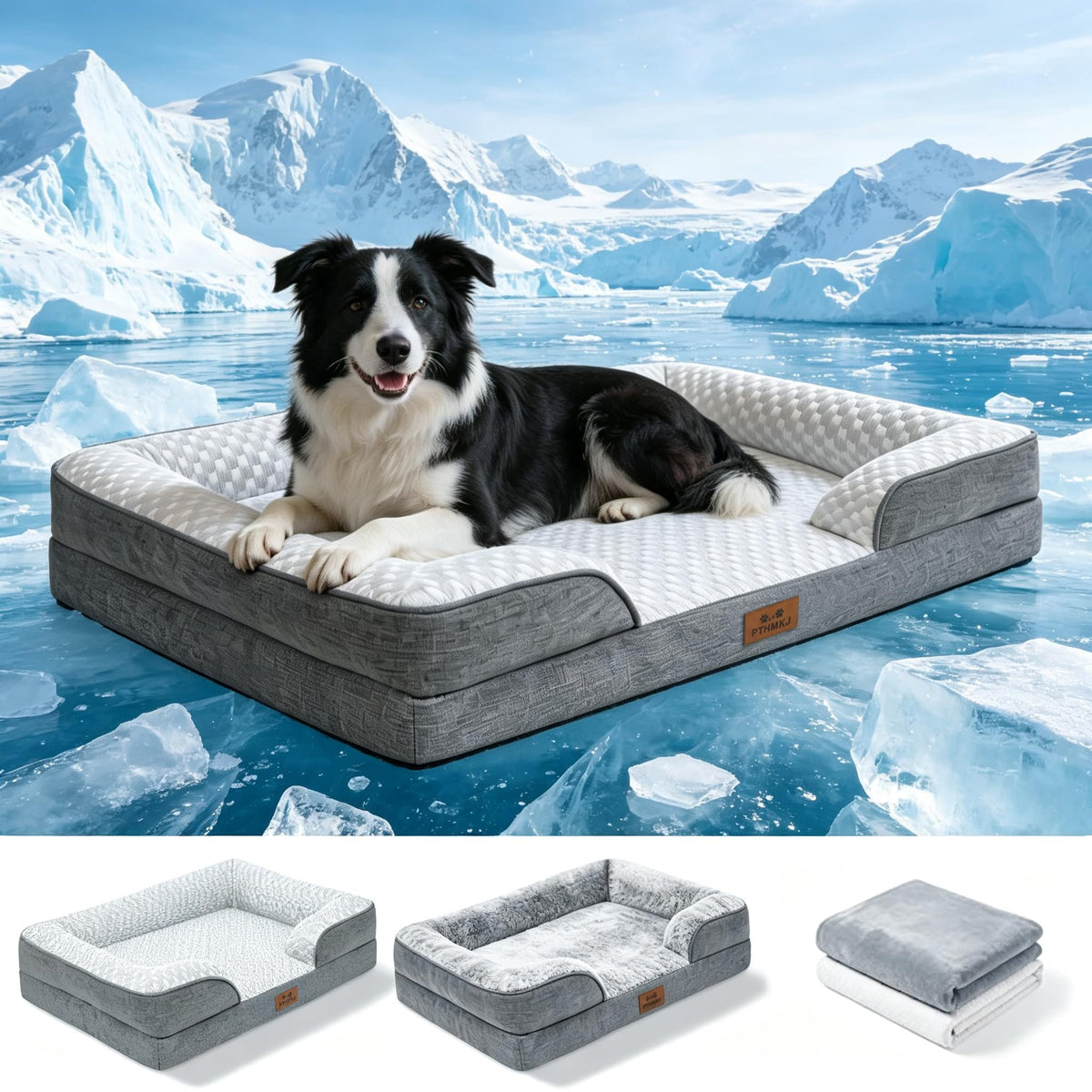 Orthopedic Dog Beds Large Sized Dog (Dark Grey / 36.0" L x 27.0" W x 6.7" Th)