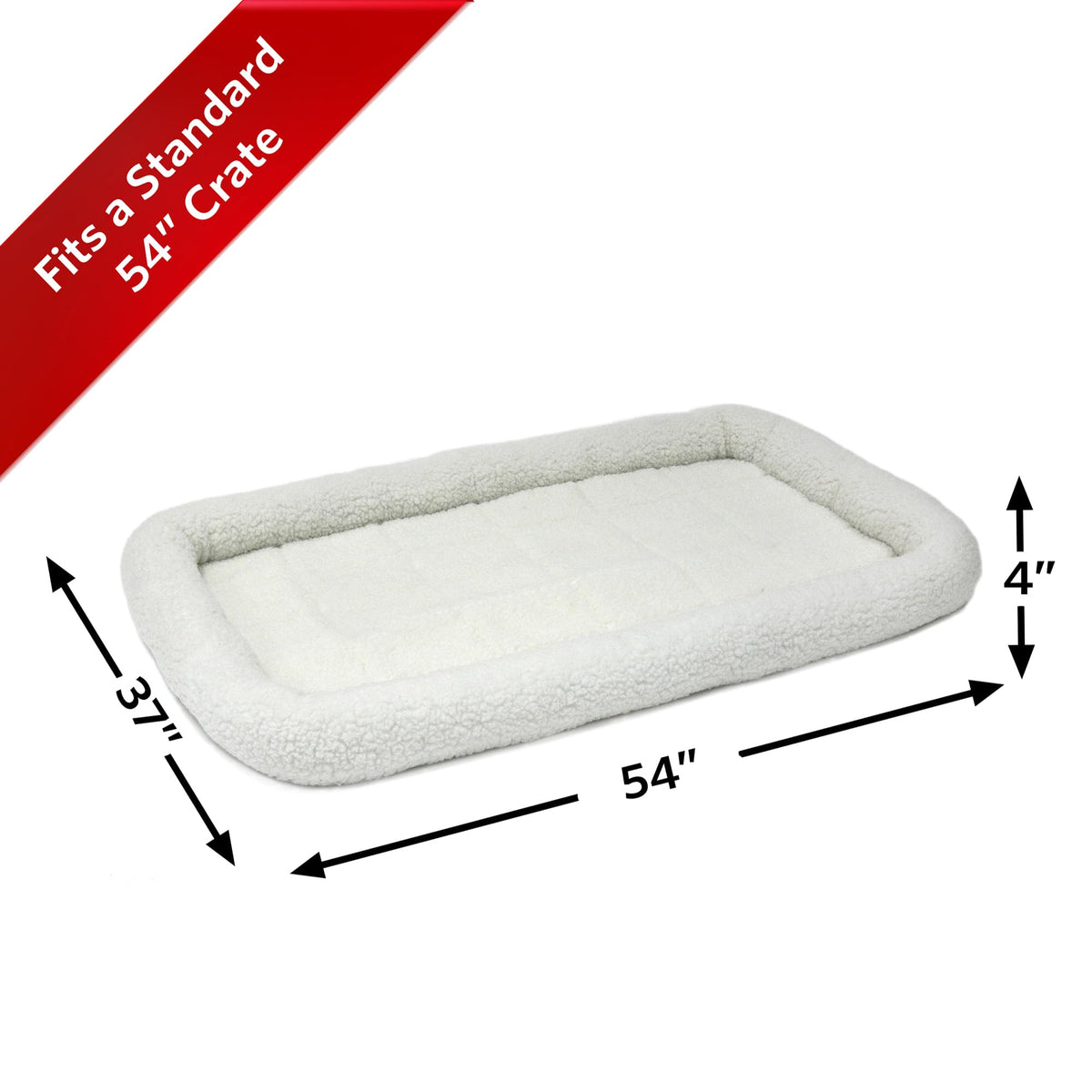 QuietTime by MidWest 54" Dog Crate Bolster Bed (White / 54 Inch)