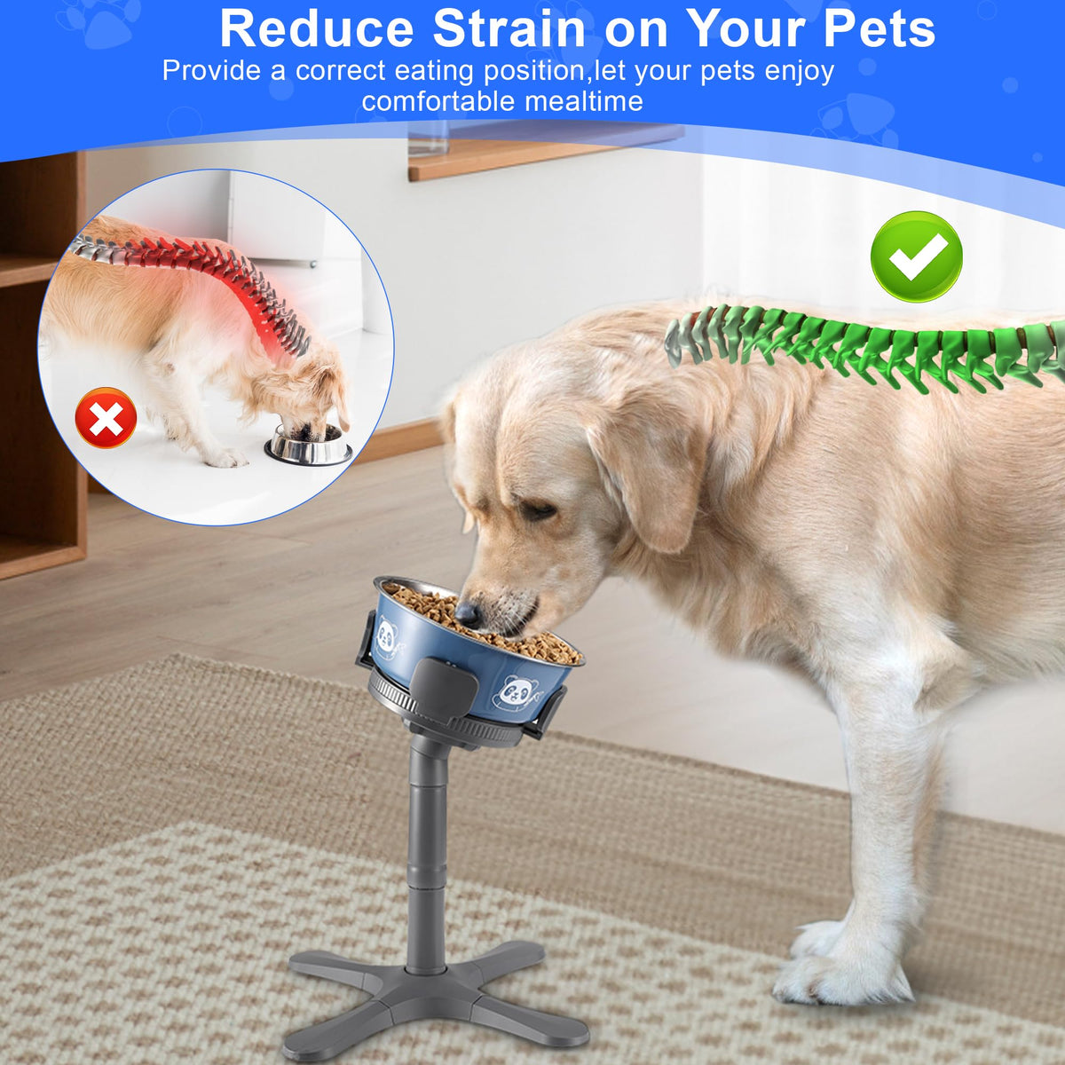 Dog Bowls Elevated Adjustable Stand (Grey / Dog Bowl Stand 2 Pack Grey)