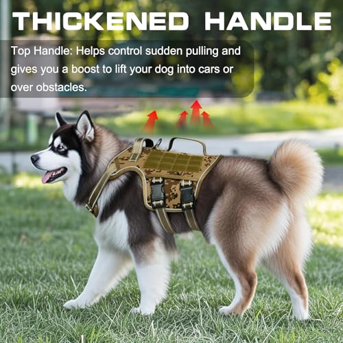 Dog Harness for Large Dogs (Desert Camo / XL(Neck:21-32",Chest:26-39"),75-135 lbs)