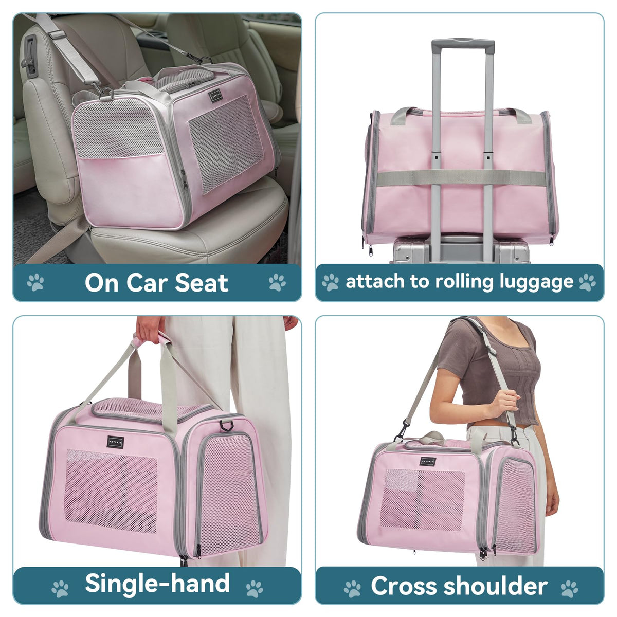 Cat Carrier for Large Cats (19.7"L x 13.0"W x 13.0"H / Pink)