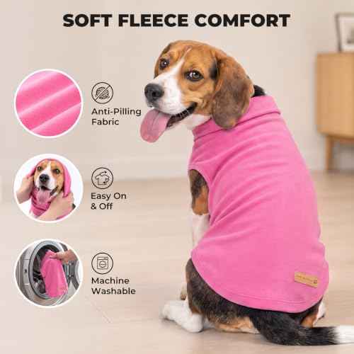 Dog Sweater Soft Fleece Warm Turtleneck Dog Sweaters for Medium Dogs (X-Large / Pink)