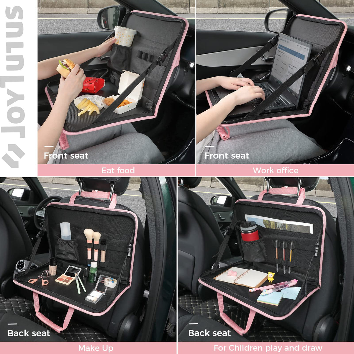 Steering Wheel Tray Car Desk for Parked Work Lunch Use (Pink / Large)
