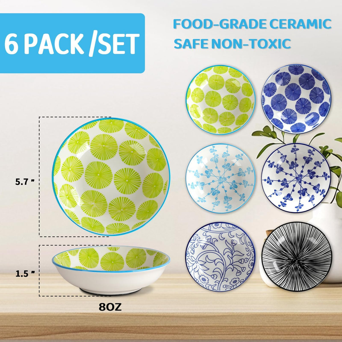 Ceramic Cat Food Bowls (Classic Color)