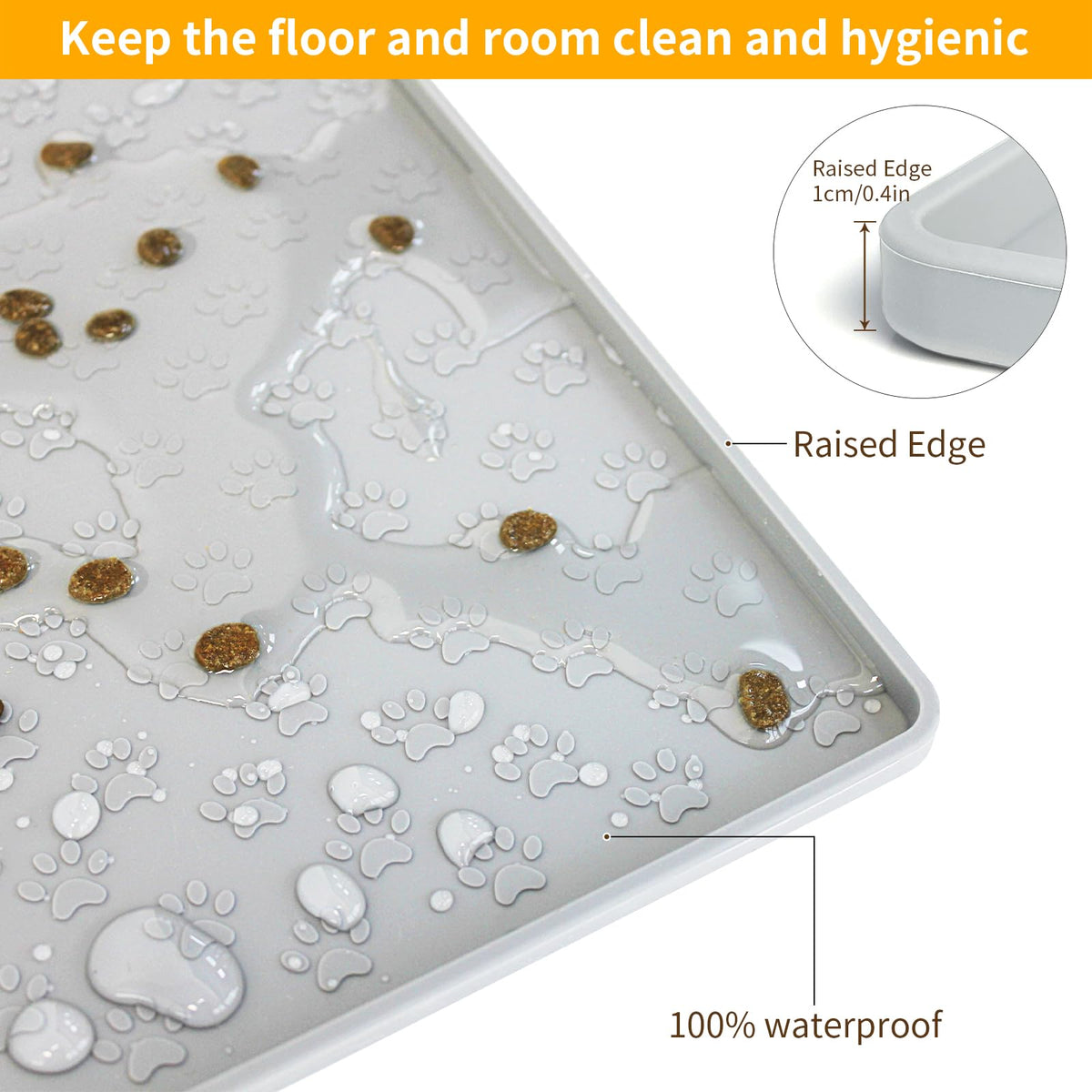 Dog Food Mat Anti (11.8"L x 11.8"W / Light Gray)