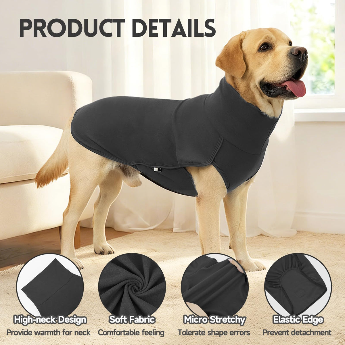 2 Pack Dog Sweater Fleece Vest Dog Sweatshirt Turtleneck Warm Stretchy Pullover Pet Clothes Cold Weather for Medium Large Boy Dogs (X-Small(Chest-18.9") / Stripe Grey)