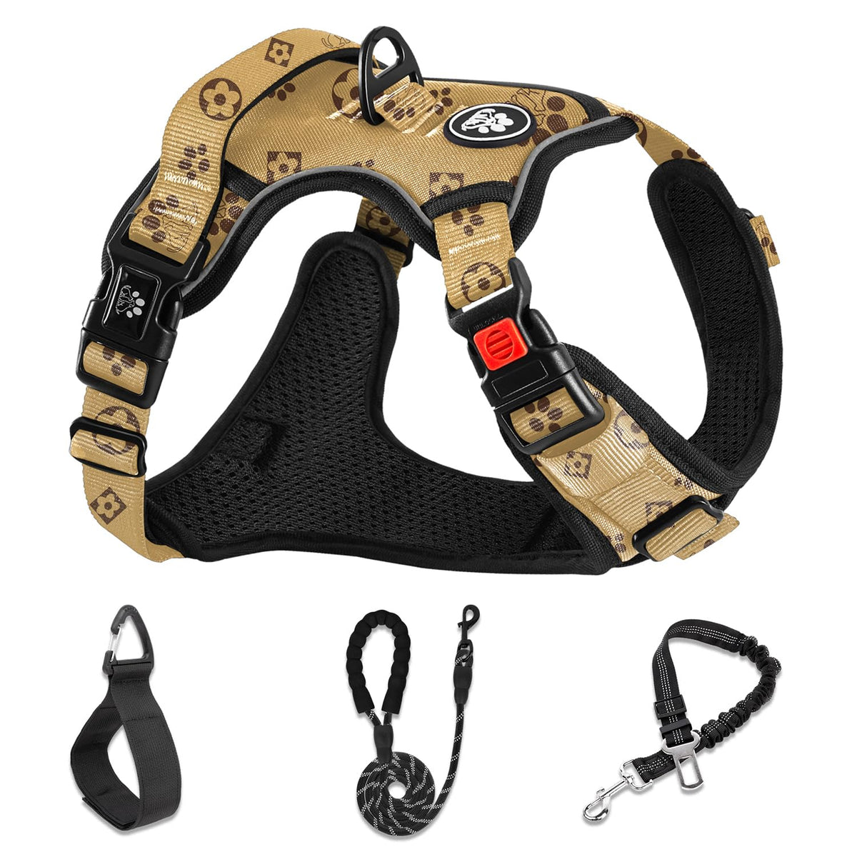 Reflective Dog Harness for Large Dogs (Light Brown / X-Large)