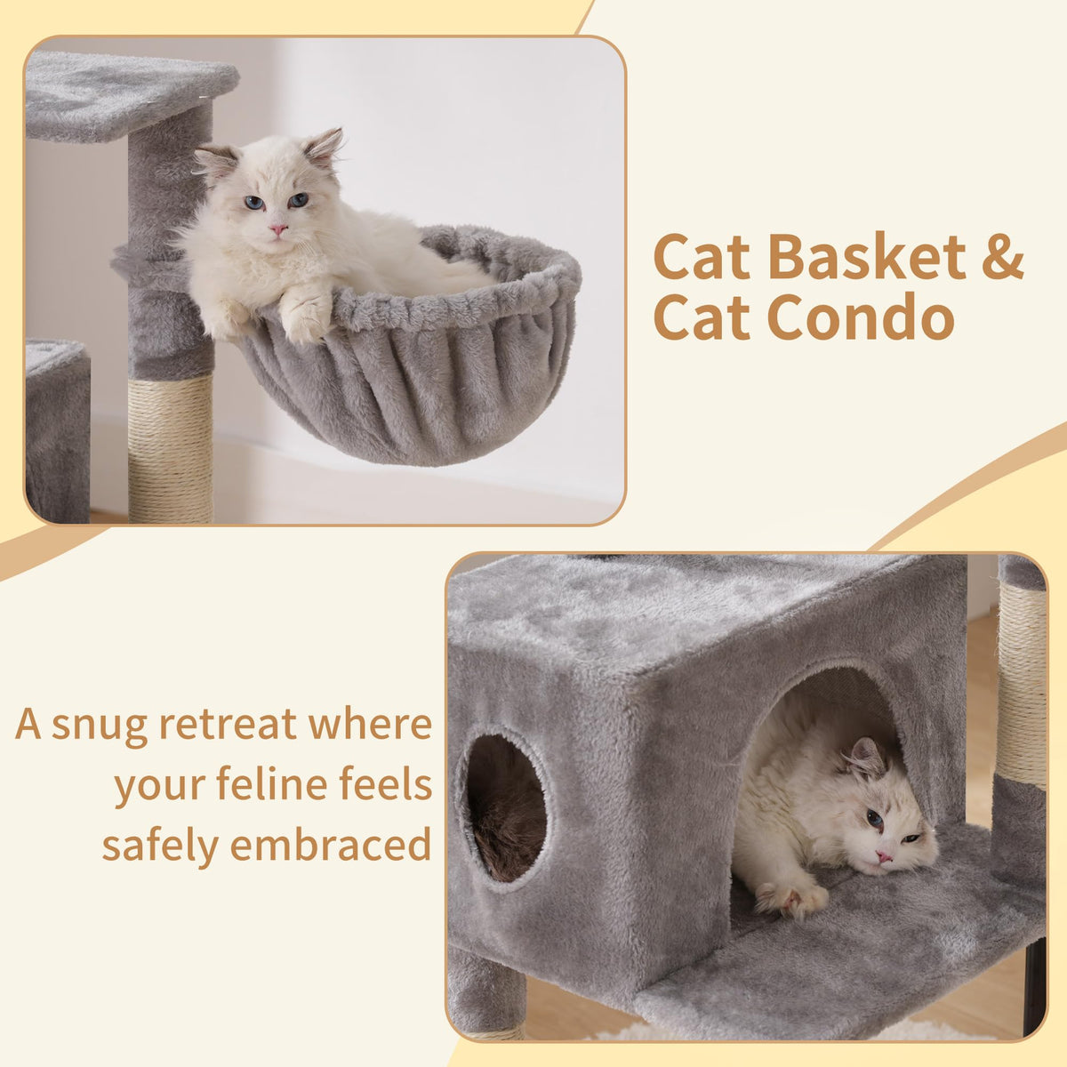 Cat Tree with Toy (Light Gray / 49.2 inch)